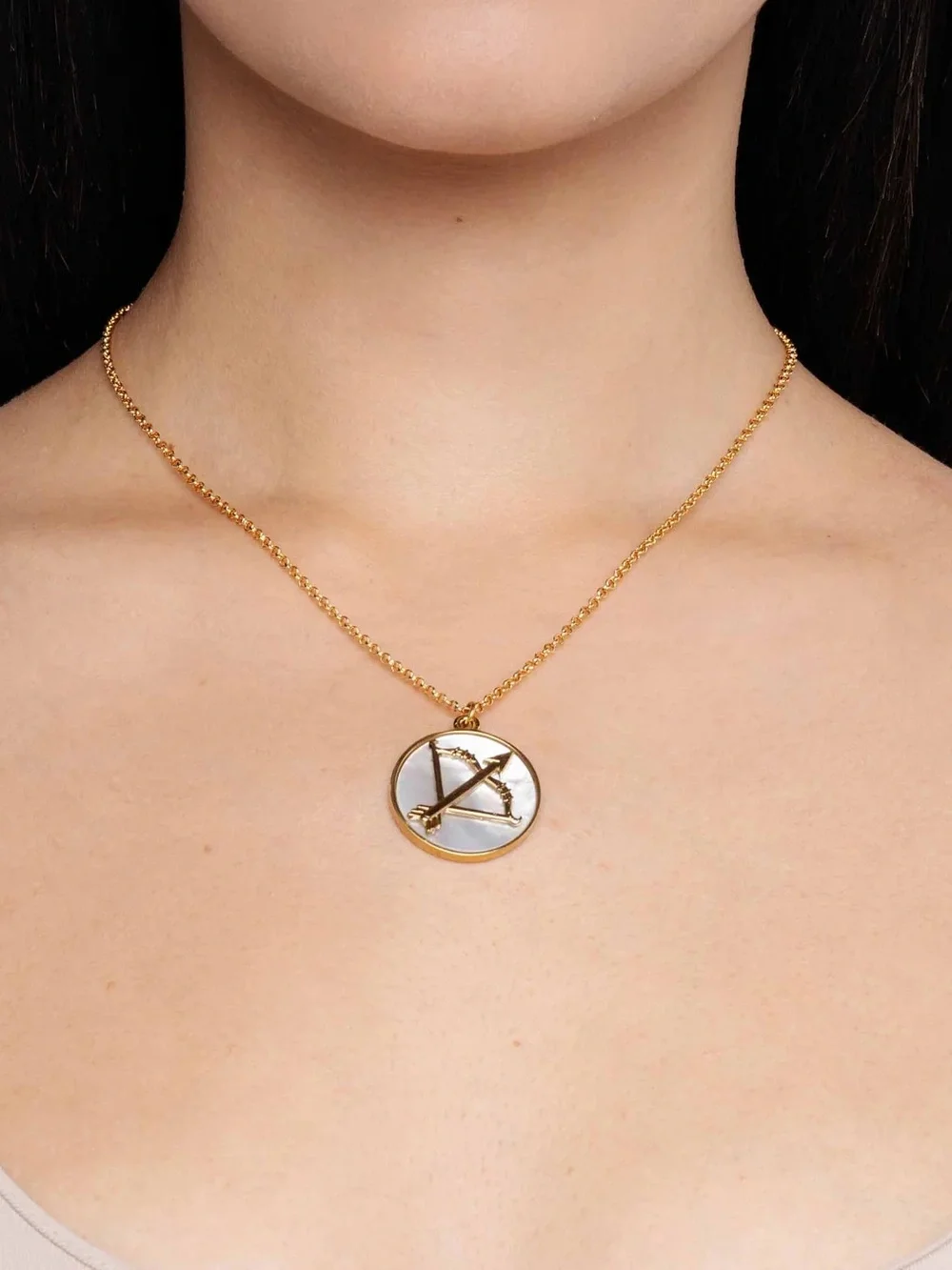 24k Gold Plated Mother of Pearl Zodiac Pendant Necklace NWOT